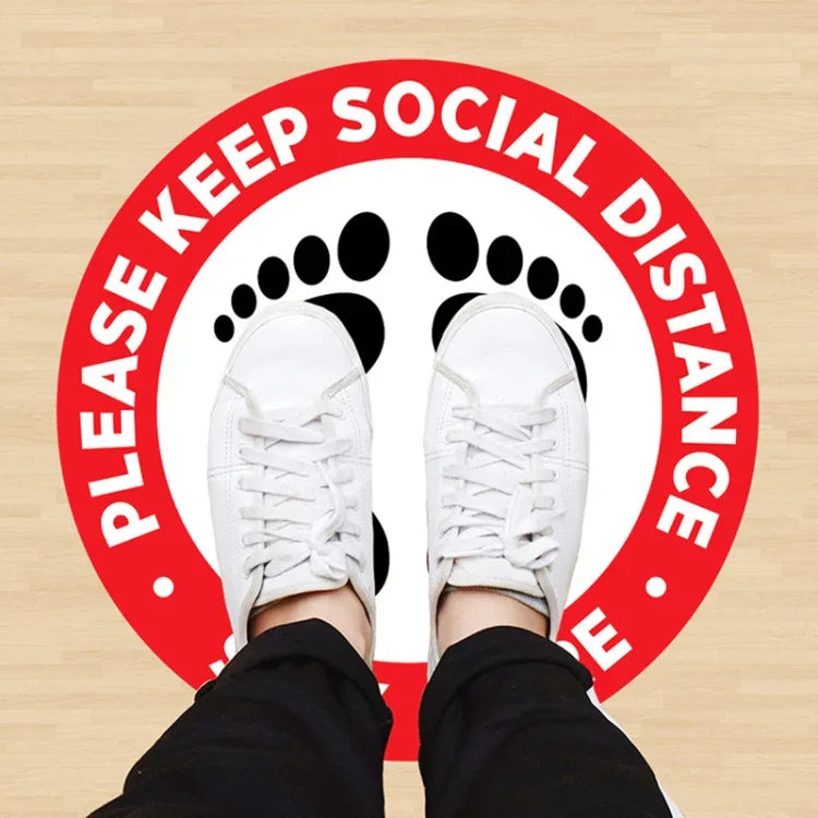 Self-adhesive Waterproof PVC Epidemic Prevention Social Distance Floor Stickers, Length：24cm, Length：24cm