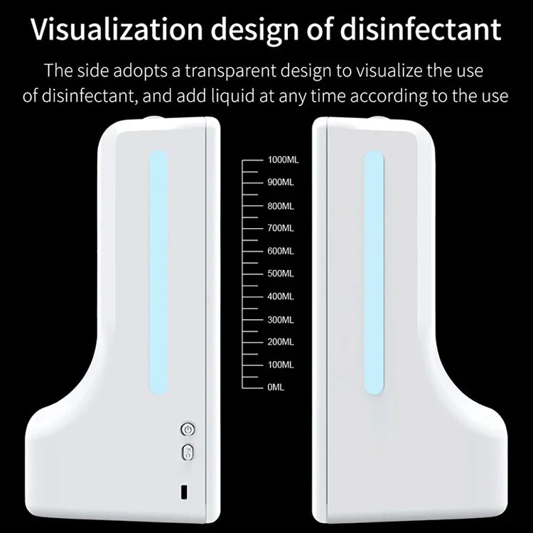 K9 Handsfree Non-contact Body Light-sensitive Distance Sensor Thermometer + 1000ml Automatic Non-contact Liquid Soap Dispenser, K9