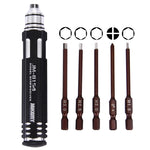 JAKEMY JM-8154 6 in 1 Model Screwdriver Set with 65mm S-2 Precision Bits(Cross 3.0, Hexagon H1.5 & H2.0 & H2.5 & H3.0), JM-8154