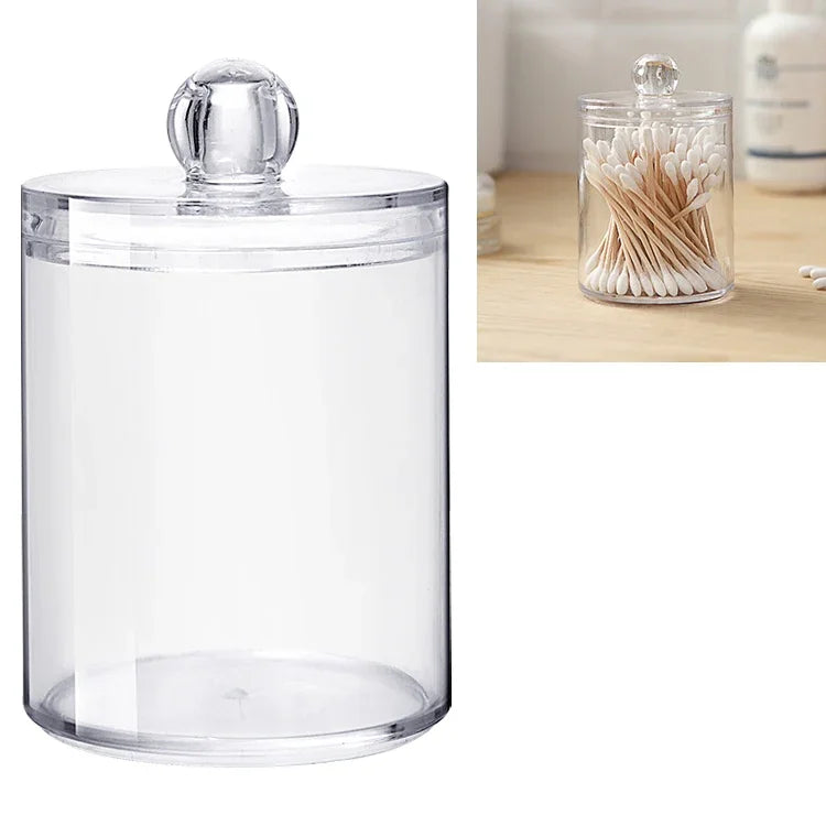 Transparent Round Plastic Cosmetic Box Cotton Swab Storage Box, Cotton Swab Box