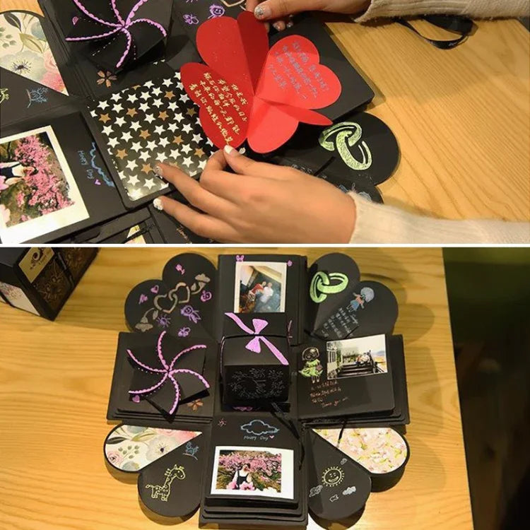 Creative DIY Handmade Photo Album Commemorative Book Surprise Explosion Gift Box, Finished + PVC Version, Handmade Photo Album