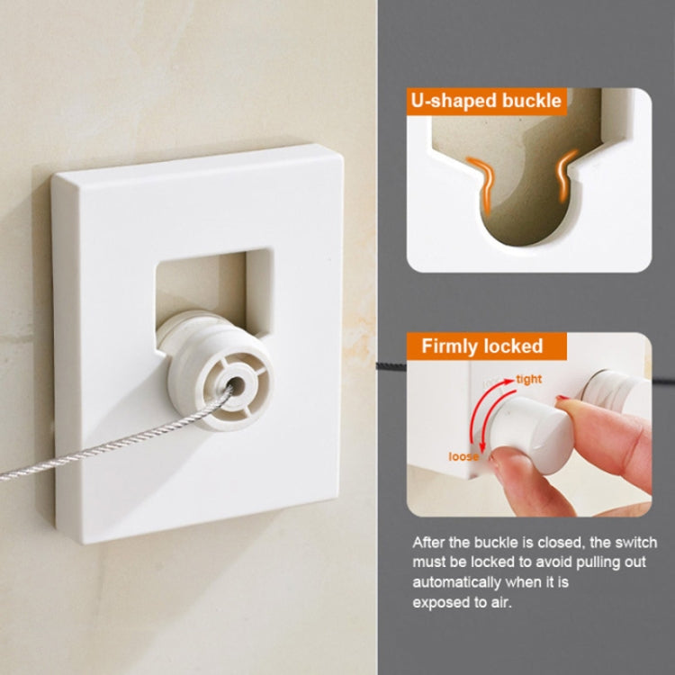 Retractable Indoor And Outdoor Clothes Wall Hanger Magic Drying Rack Balcony Bathroom Invisible Clothesline Wire Rope, White, Silver