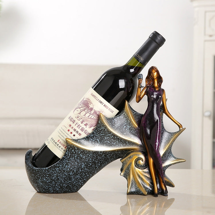 Blonde Shape Creative Red Wine Shelf Drain Rack Bottle Holder Ornament Resin Home Decoration