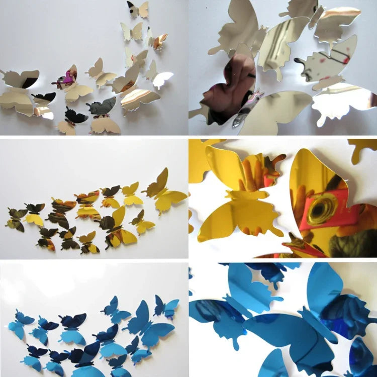 36 PCS Home Decoration Originality PC 3D Mirror Surface Butterfly Wall Paste, Butterfly Wall Paste 2