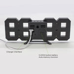Multi-Function Large 3D LED Digital Wall Alarm Clock with Snooze Function, 12/24 Hours Display for Home, Kitchen, Office, DC 5V, CE Certificated, Black Body Green Characters, Black Body Blue Characters, Black Body White Characters