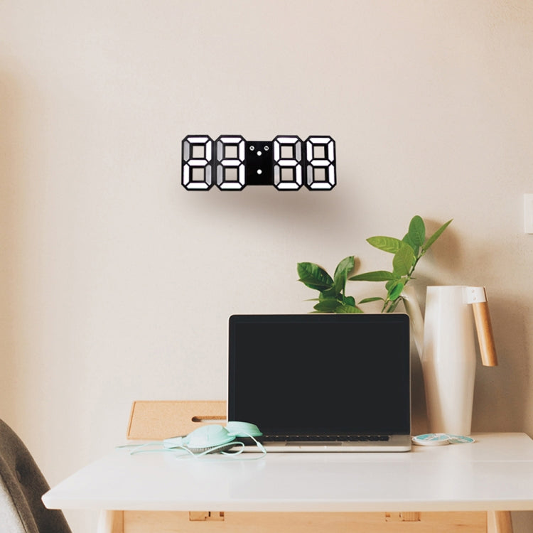 Multi-Function Large 3D LED Digital Wall Alarm Clock with Snooze Function, 12/24 Hours Display for Home, Kitchen, Office, DC 5V, CE Certificated, Black Body Blue Characters, Black Body White Characters