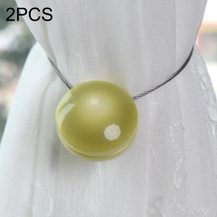 2 PCS Fashion Cat Eye Resin Steel Wire Magnet Curtain Buckle Tie Rope, Cat Eye Resin