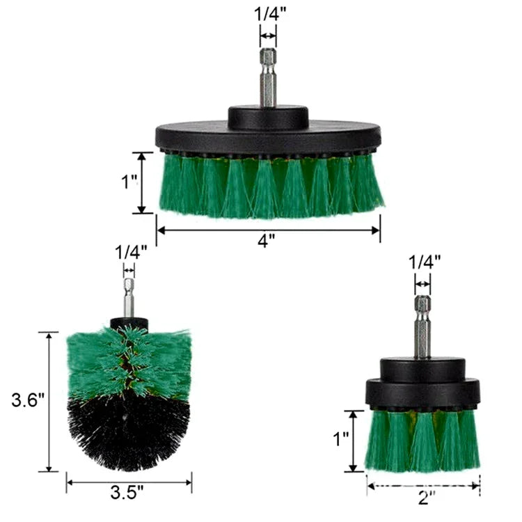 3 PCS Bathroom Kitchen Cleaning Brushes Kit for Electric Drill, 3 in 1 (Green), 3 in 1 (Blue), 3 in 1 (Red), 3 in 1 (Yellow)