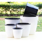 Lazy Flower Pots Automatic Water-absorbing Hydroponic Potted Plants Circular Resin Plastic Flower Pots Double-layer Design Self Watering Planter, Diameter: 13cm, Height: 13.7cm, Diameter: 13cm, Height: 13.7cm