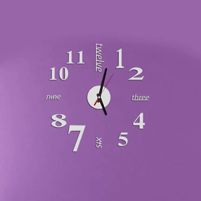 Lovelife WC37130 Acrylic English Digital DIY Stereo Wall Clock Wall Stick Clock