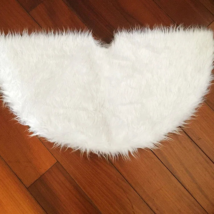 Christmas Tree Plush Skirt White Round Ornament Decoration, Diameter: 90cm, 90cm