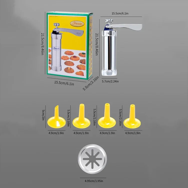 Multifunctional  Household Cookie Biscuit Machine Tool Mold Decorating Mounted DIY Baking with 20 Moulds & 4 Nozzles, Multi-function silver