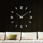 Bedroom Home Decoration Watch Frameless 3D Mirror Large DIY Wall Sticker Mute Clock, Size: 100*100cm, 3M013S (Black), 3M013S (Gold), 3M013S (Silver)