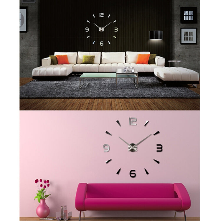 Bedroom Home Decoration Watch Frameless 3D Mirror Large DIY Wall Sticker Mute Clock, Size: 100*100cm, 3M013S (Silver), 3M013S (Black), 3M013S (Gold)