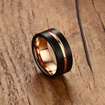 Europe and America Style Men Classic Ring Pure Tungsten Carbide Hand-brushed Rose Gold Plating Ring, Size: 7 Diameter: 17.4mm, Perimeter: 55mm, Size: 7