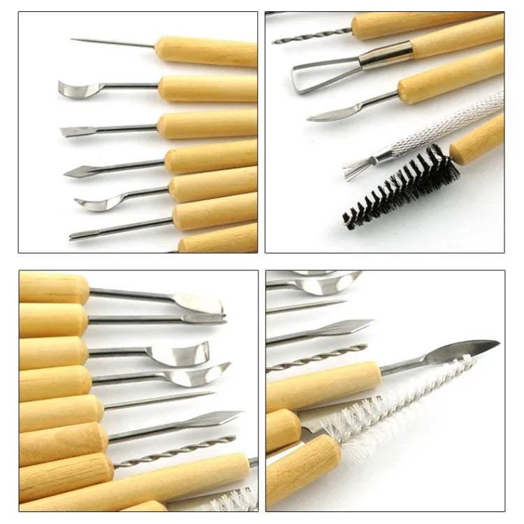 11 in 1 Wooden DIY Clay Cutter Pottery Clay Sculpture Utility Knife Set, Sculpture Utility Knife Set