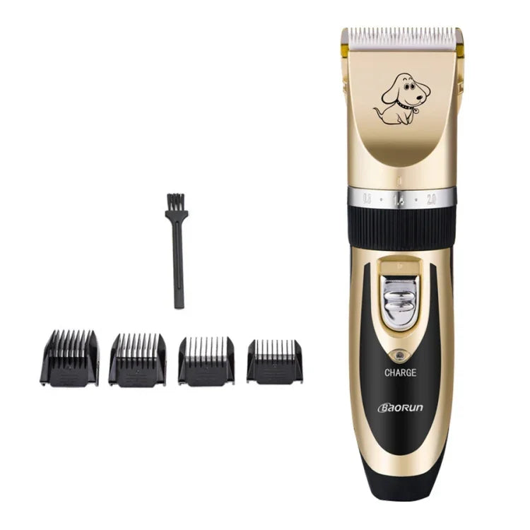 P2 110-240V Ceramics Titanium Professional Pet Electric Scissors Pets Hair Clippers with Four Combs, Ceramics Titanium Scissors