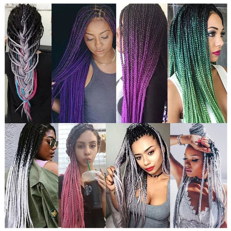 Fashion Color Gradient Individual Braid Wigs Chemical Fiber Big Braids, Length: 60cm(18Navy Blue+Sky Blue), 01, 02, 03, 06, 08, 15, 16, 17, 18, 26, 27, 28, 29, 54, 59