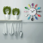 Cutlery Metal Kitchen Wall Clock Spoon Fork Creative Quartz Wall Mounted Clocks Modern Design Decorative Horloge, Silver, Silver