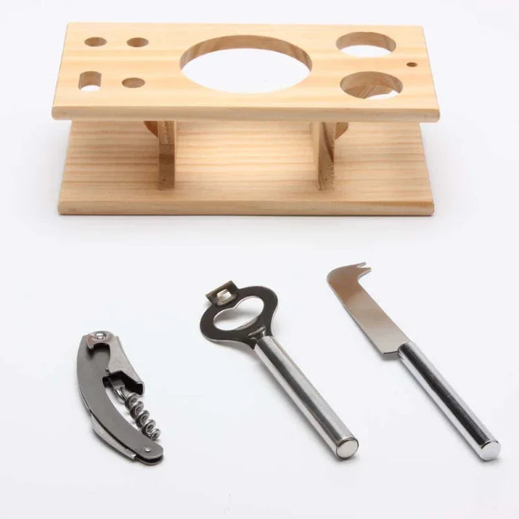 9 in 1 Stainless Steel Cocktail Shaker Tools Set with Wooden Mount, Capacity: 350ml, 350ml