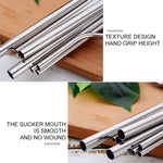 5pcs Reusable Stainless Steel Bent Drinking Straw + Cleaner Brush Set Kit,  215*6mm, 215*6mm (Bent)