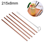 5pcs Reusable Stainless Steel Straight Drinking Straw + Cleaner Brush Set Kit,  215*8mm, 215*8mm (Straight)