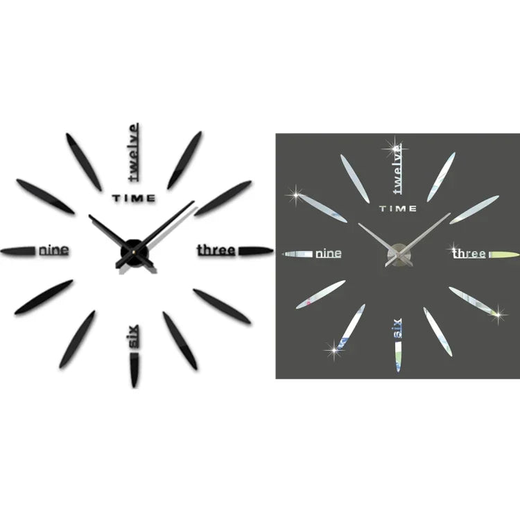 Bedroom Home Decor Large 3D Mirror DIY Wall Sticker Clock, Size: 100*100cm, 3M003 (Black), 3M003 (Silver)
