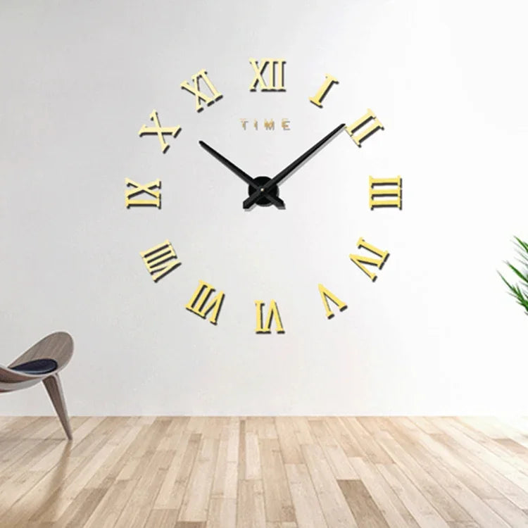 Bedroom Home Decoration Frameless Roman Numeral Large DIY Wall Sticker Mute Clock, Size: 100*100cm, M011 (Black), M011 (Gold), M011 (Silver)