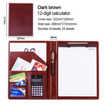 Office Supplies Business Style Leather Document Folder with 30-pages A4 Note Pad & Calculator