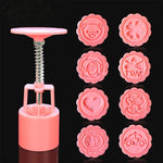 DIY Fondant Cake Mold Biscuit Cookie Cutters Baking Tools with 8 PCS Round Cartoon Patterns, 8 PCS Round Cartoon Patterns(Pink)