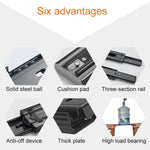 10 inches 3-section Mute Stainless Steel Sliding Drawer Slides Ball Slide Rail Length: 25cm, 10 inches