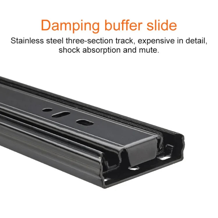 20 inches 3-section Mute Cold Rolled Steel Sliding Drawer Slides Ball Slide Rail Length: 50cm, 20 inches (Cold Rolled Steel)