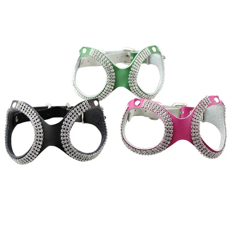Rhinestone Leather Glasses Style Breathable Dog Chest Strap, Size: S
