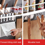 50cm 2 Cups 8 Hooks Multi-function Kitchen Punching Wall-mounted Plastic Edge Condiment Storage Rack, 50cm Punching Plastic Edge