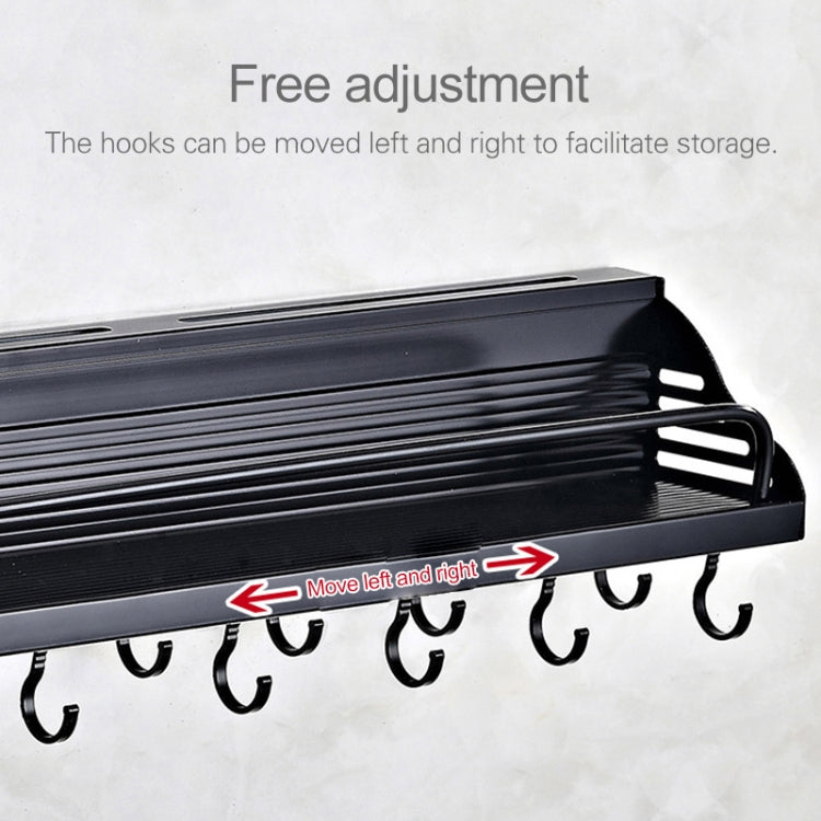 A Version 80cm 2 Cups 10 Hooks Kitchen Multi-function Wall-mounted Condiment Storage Rack, A Version 80cm 2 Cups