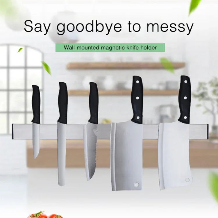 Kitchen Free Punching Wall-mounted 304 Stainless Steel Magnetic Knife Holder, Size:51x4x1.5cm, Size:51x4x1.5cm