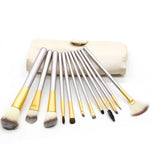 12 in 1 High-grade Beige Beauty Makeup Brushes Tools Kit, Size: 22*29cm
