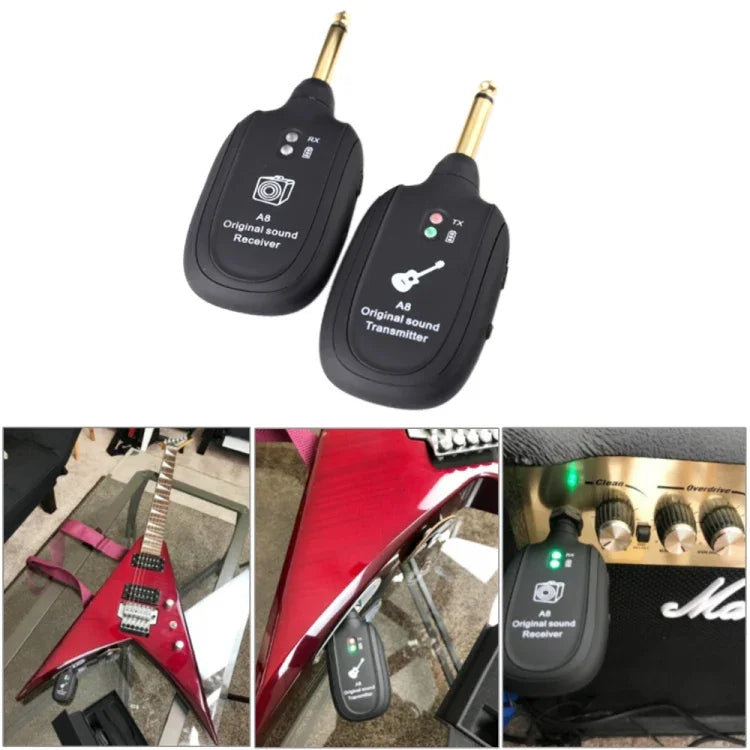 ギター ワイヤレストランスミッター レシーバー A8 エレキギター ワイヤレス接続システム ピックアップ, ギターワイヤレストランスミッター