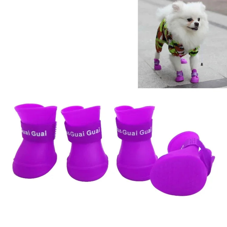 Lovely Pet Dog Shoes Puppy Candy Color Rubber Boots Waterproof Rain Shoes, M, Size:  5.0 x 4.0cm, Size: M 5.0 x 4.0cm, Size: 5.0 x 4.0cm