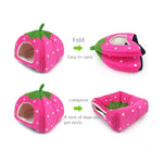 Strawberry Shaped Foldable Short Plush Pet House Nest, Size: M, Purple, Size M, Red, Size M, Pink, Size M, Blue, Size M