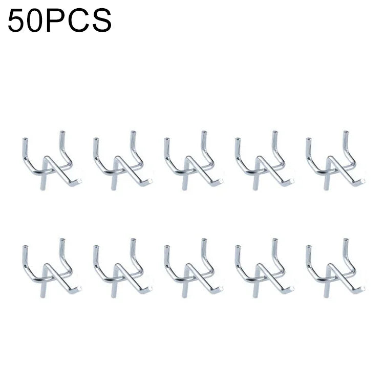 10pcs Supermarket Clothing Shop Pegboard Slat Wall Hook Shelf Hole Plate, Hole Pitch: 2.5cm, Length: 5cm, Wire Diameter: 3.3mm, Length: 5cm