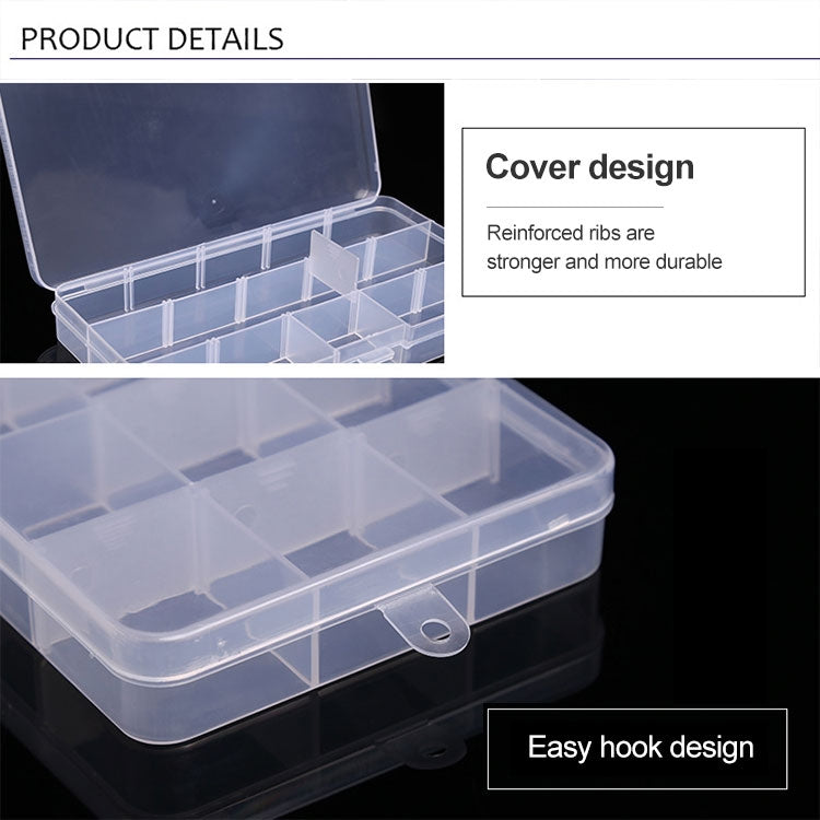 Removable Grid Plastic 15 Slots Box Organizer for Jewelry Earring Fishing Hook Small Accessories, 15 Slots (White+Pink), 15 Slots (Purple+Blue), 15 Slots (Baby Blue+Blue), 15 Slots (White+Blue)
