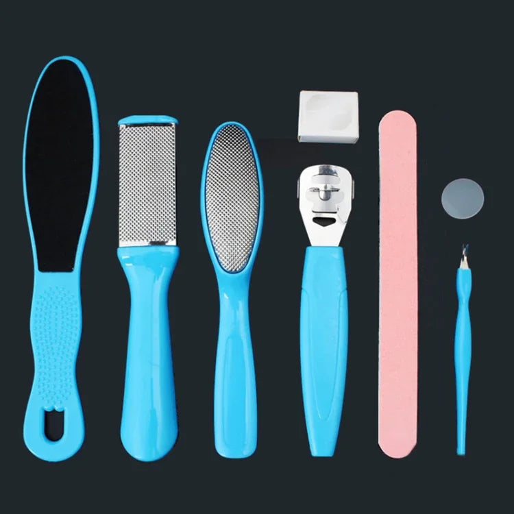 8 in 1 Dead Hard Skin Callus Remover Scraper Pedicure Rasp Tools Portable Cuticle Pusher Nail Foot Care Tool, 8 in 1
