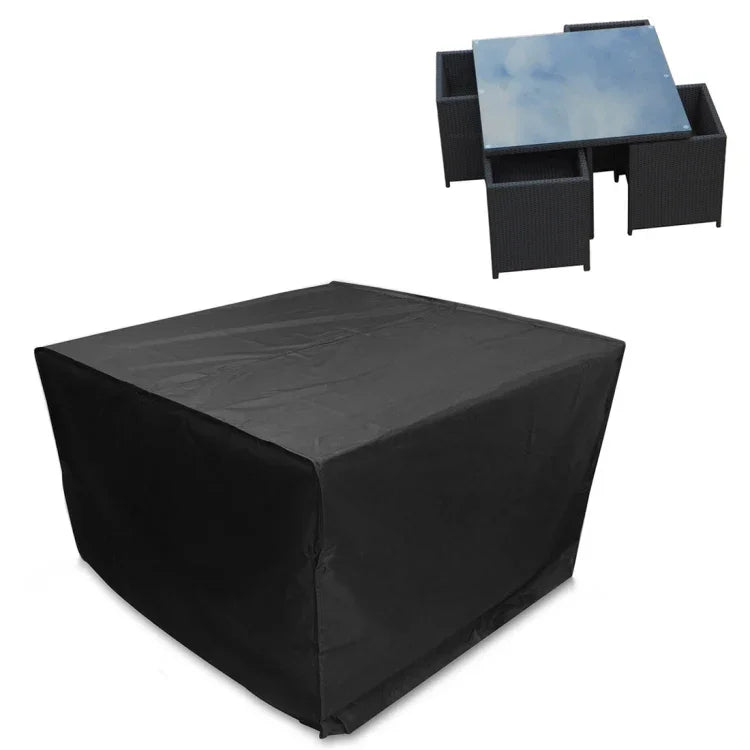 Anti-UV Waterproof Dust-proof 210D Oxford Cloth Folding Table Chairs Protective Cover Outdoor Furniture Set Cover, Size: 123*123*74cm(Black), Size: 123*123*74cm