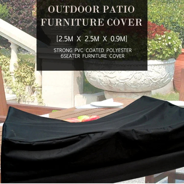 Anti-UV Waterproof Dust-proof 210D Oxford Cloth Folding Table Chairs Protective Cover Outdoor Furniture Set Cover, Size: 250*250*90cm(Black), Size: 250*250*90cm
