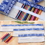 72 Slots Cosmic Galaxy Print Pen Bag Canvas Pencil Wrap Curtain Roll Up Pencil Case Stationery Pouch, 72 Slots