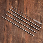 4 PCS Reusable Stainless Steel Drinking Straws + 1 x Cleaner Brush Set Kit, Straight