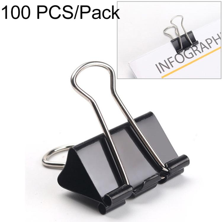 100PCS 19mm Black Metal Clip Notes Letter Paper Clip Office Bind, 100PCS / 19mm