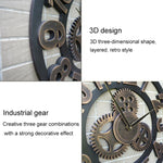 Retro Wooden Round Single-sided Gear Clock Number Wall Clock, Diameter: 40cm, Number 40cm, Number 40cm (Silver)
