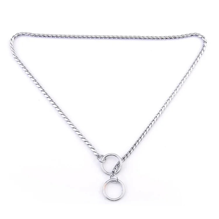 Metal dog collar chain made of copper, 35cm long, wear-resistant with a smooth finish for pets.